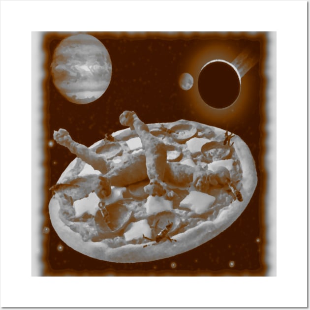 70's style photo pizza floating in space Wall Art by Catbrat